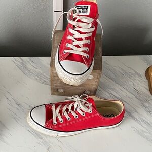 Converse Red Canvas Sneakers with White Accents